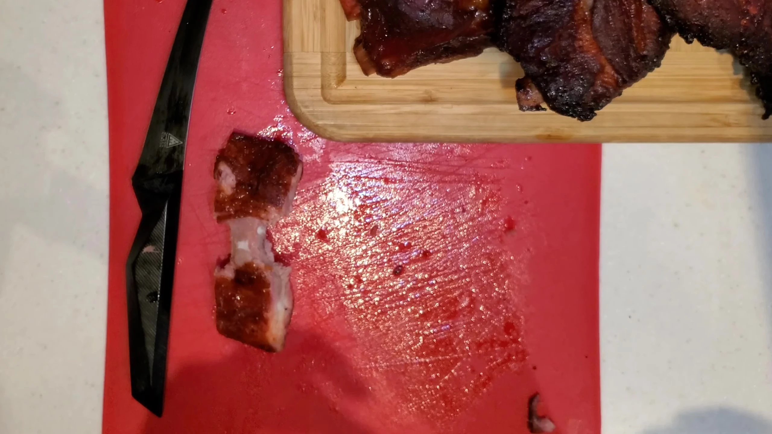 Close-up of the finished ribs