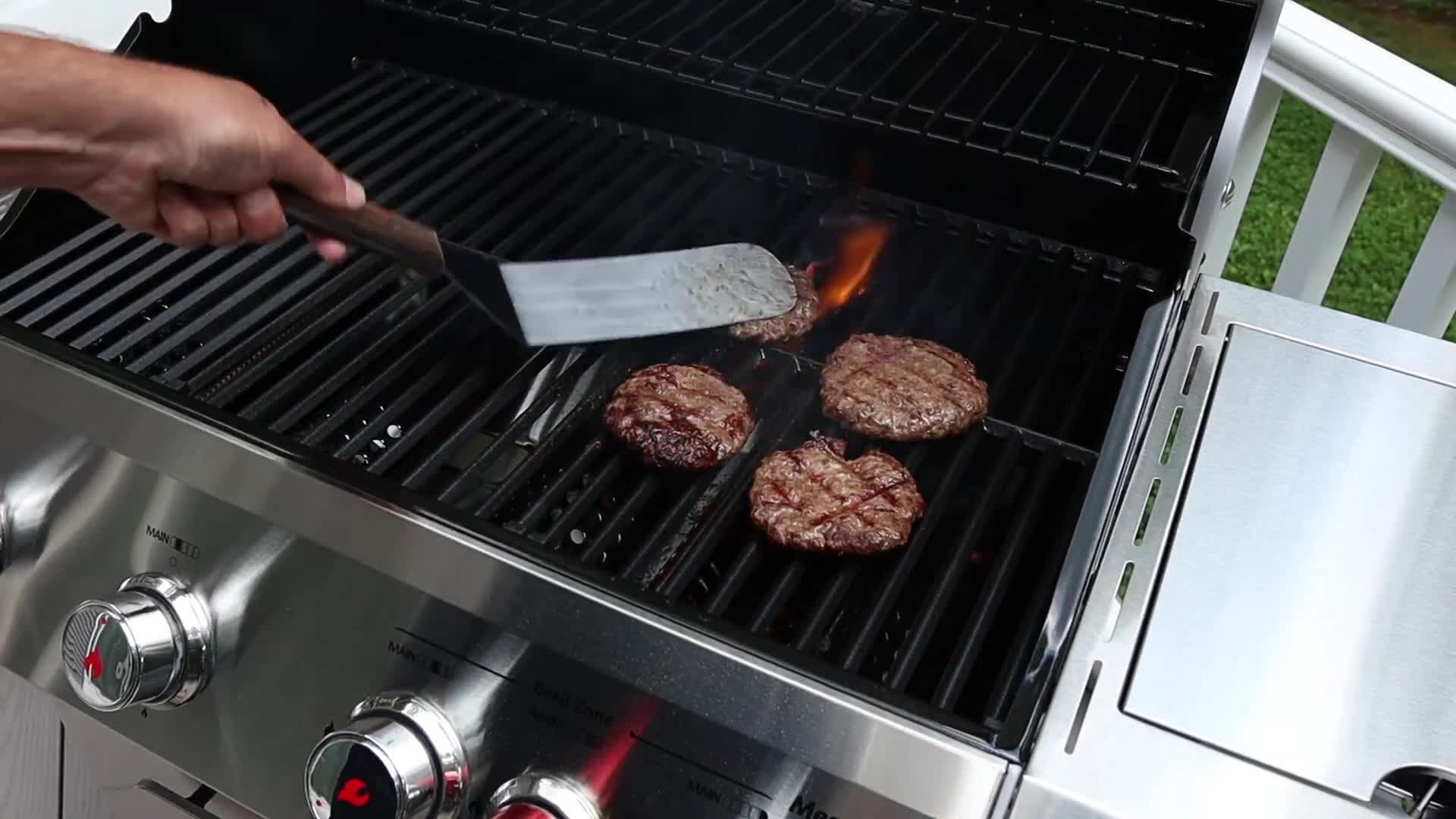 Close-up of the stainless steel grill body