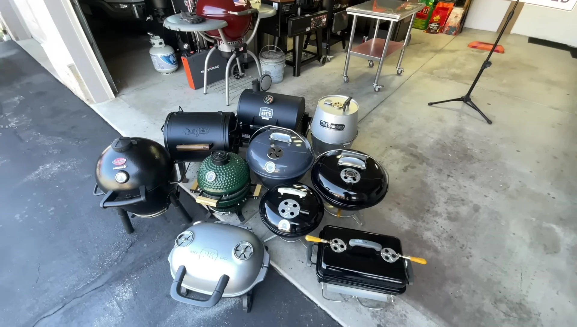 Old Smokey grill, showcasing its compact size and light weight