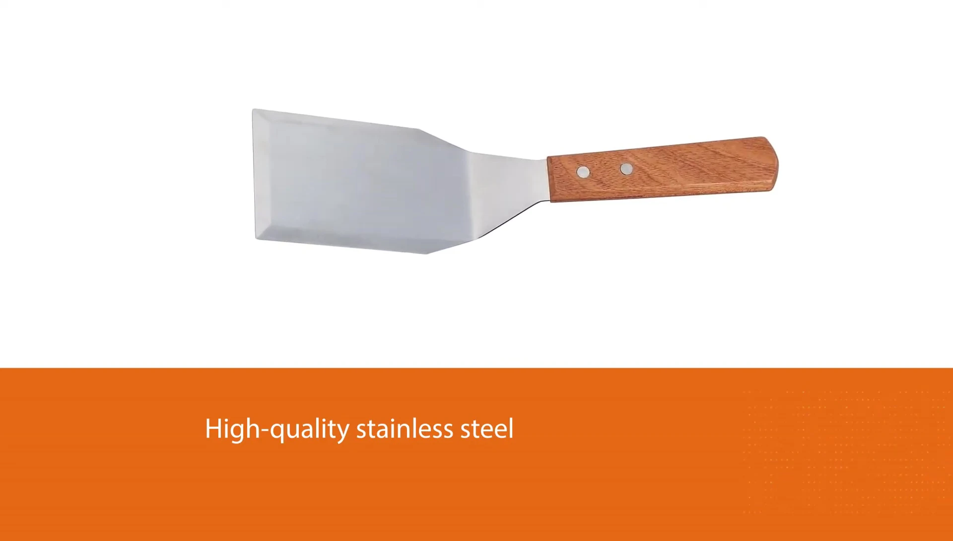 Displaying the hardwood handle and stainless steel blade