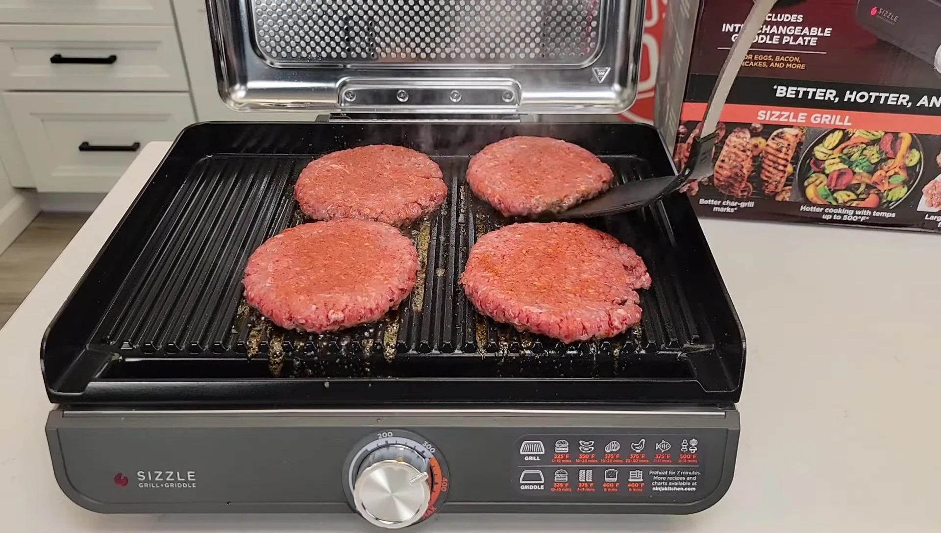 Hamburgers with grill marks