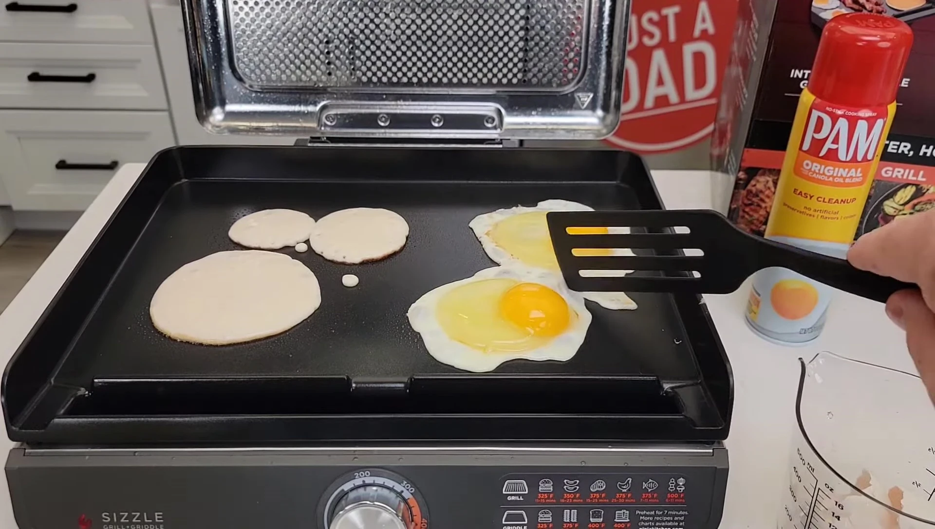 Cooking eggs on the griddle