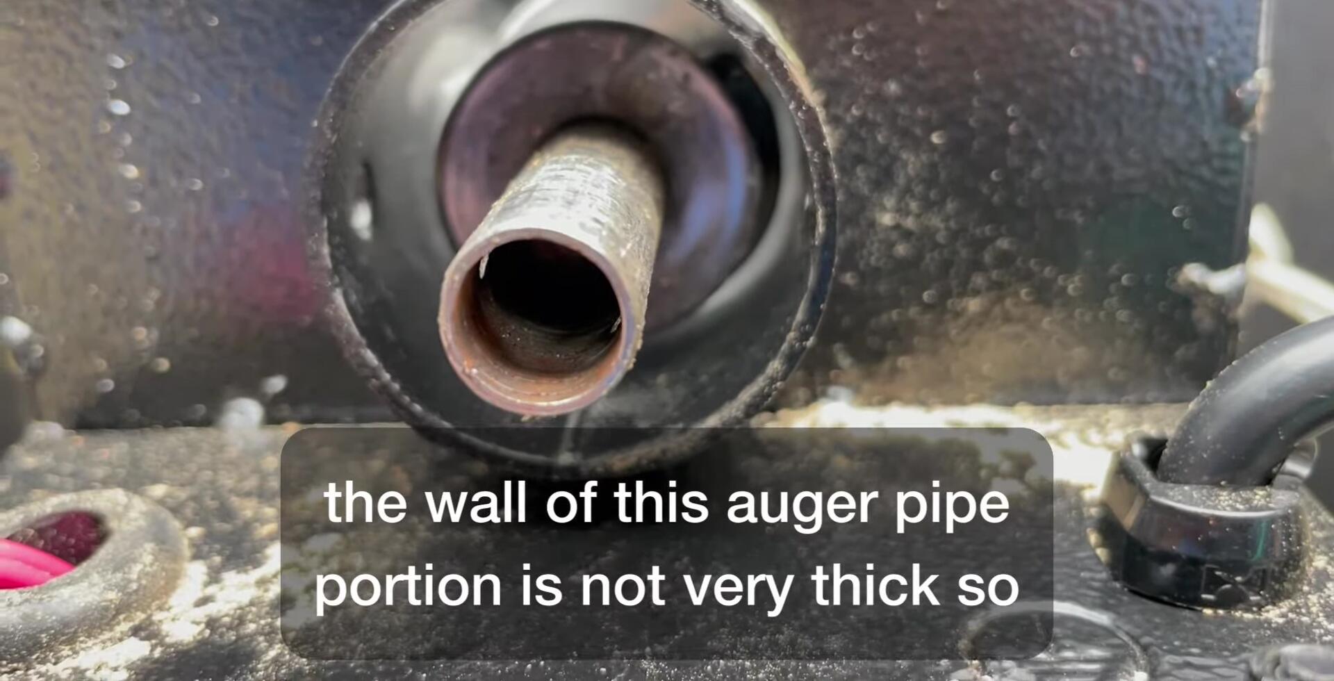 Pipe wrench applied to the auger shaft
