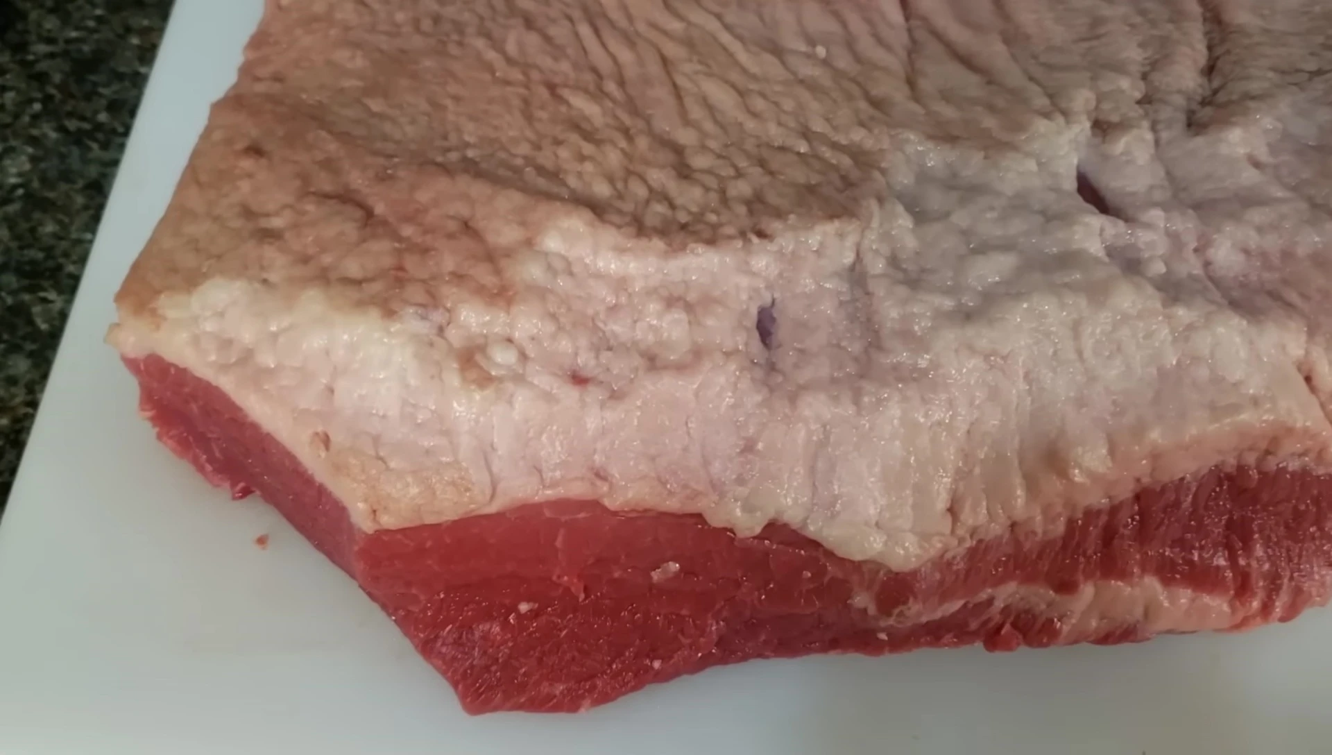 A 10-15 pound brisket showcasing the fat cap.