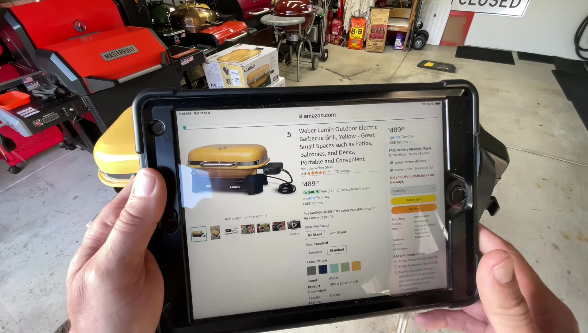 Amazon price listing for the Weber Lumin grill.