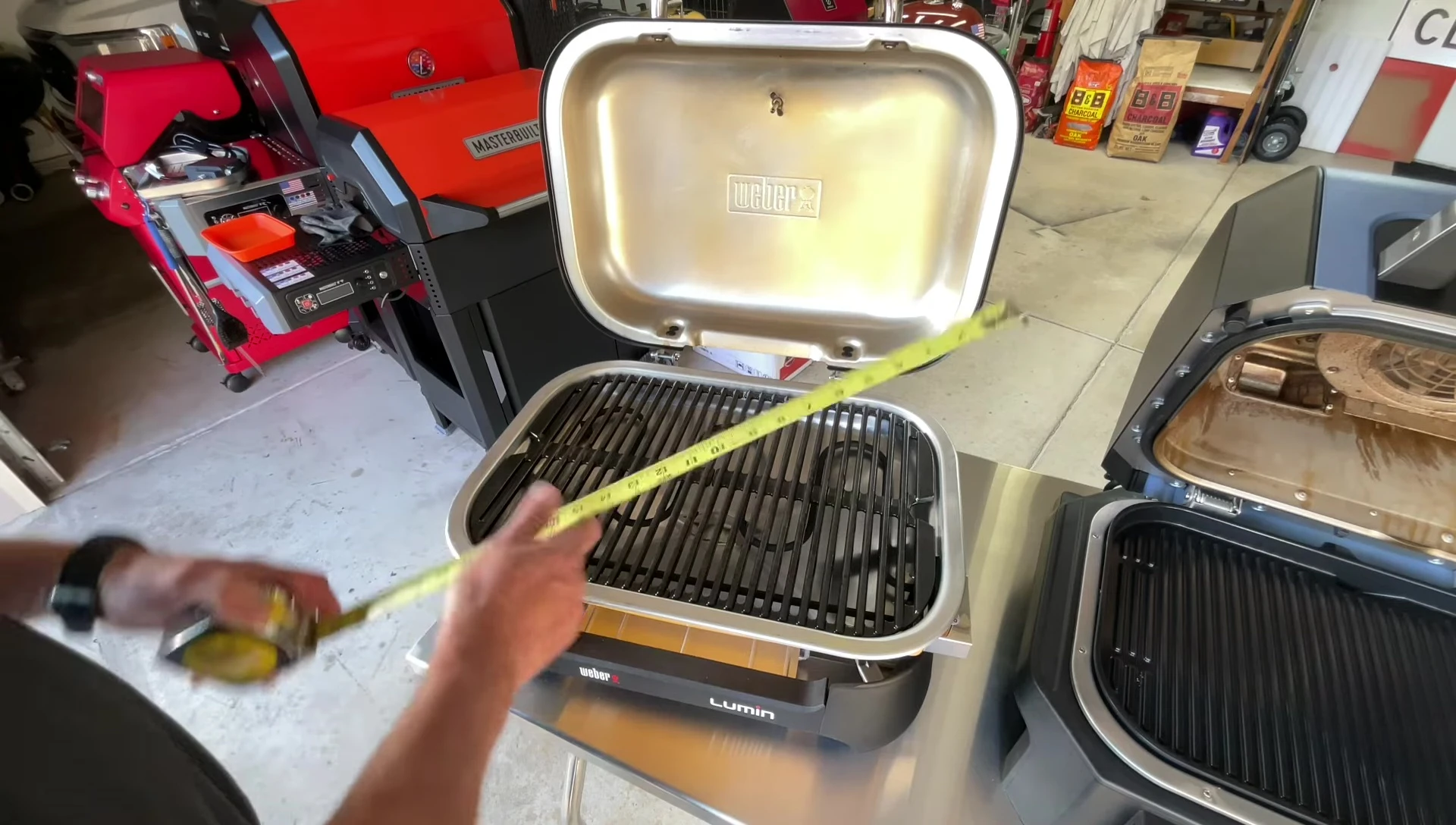 Comparison shot highlighting the size difference between the cooking surfaces.