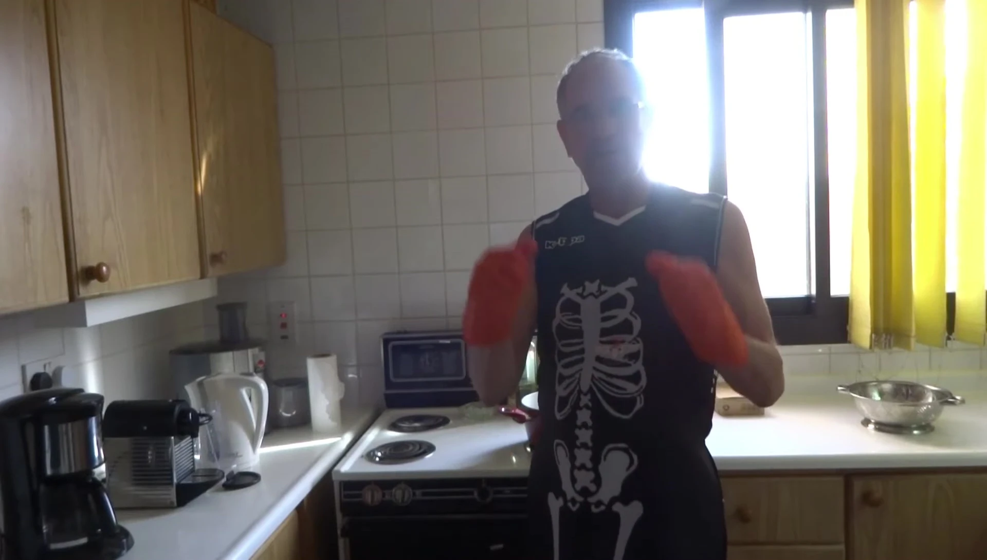Gloves being used in multiple scenarios (kitchen, BBQ)