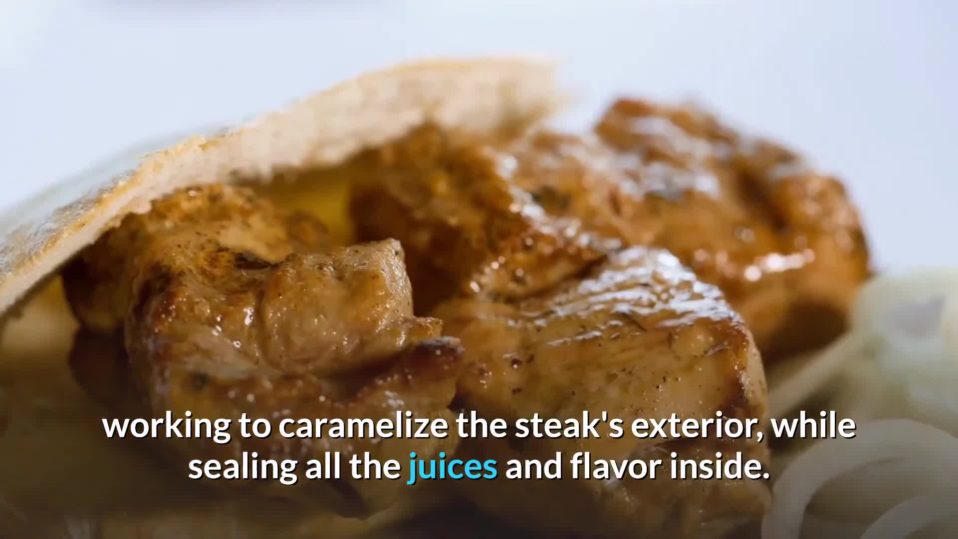 A perfectly seared steak with a crispy crust and juicy interior, demonstrating the grill's performance.