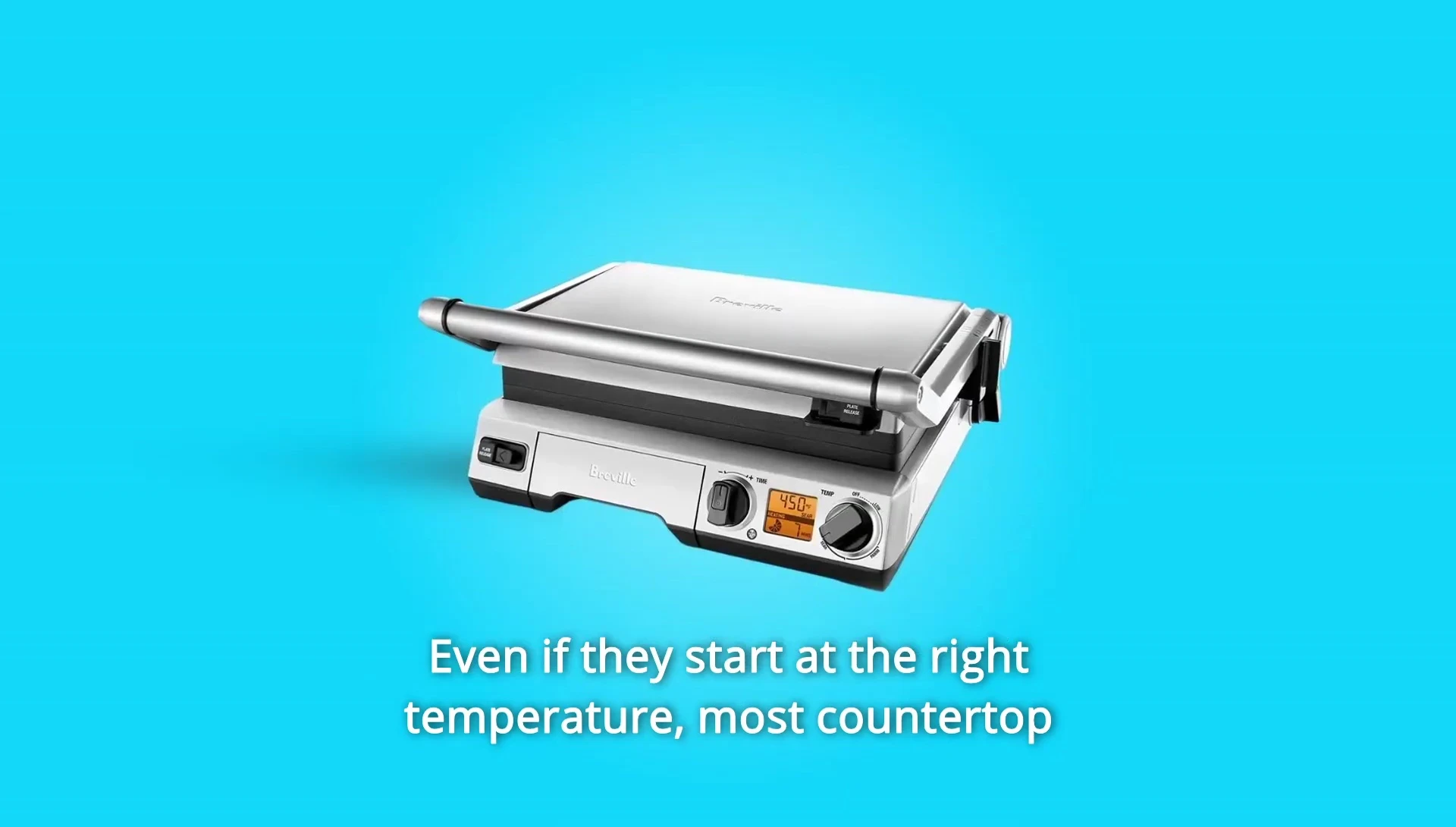 Visual representation of temperature drop in other countertop grills.