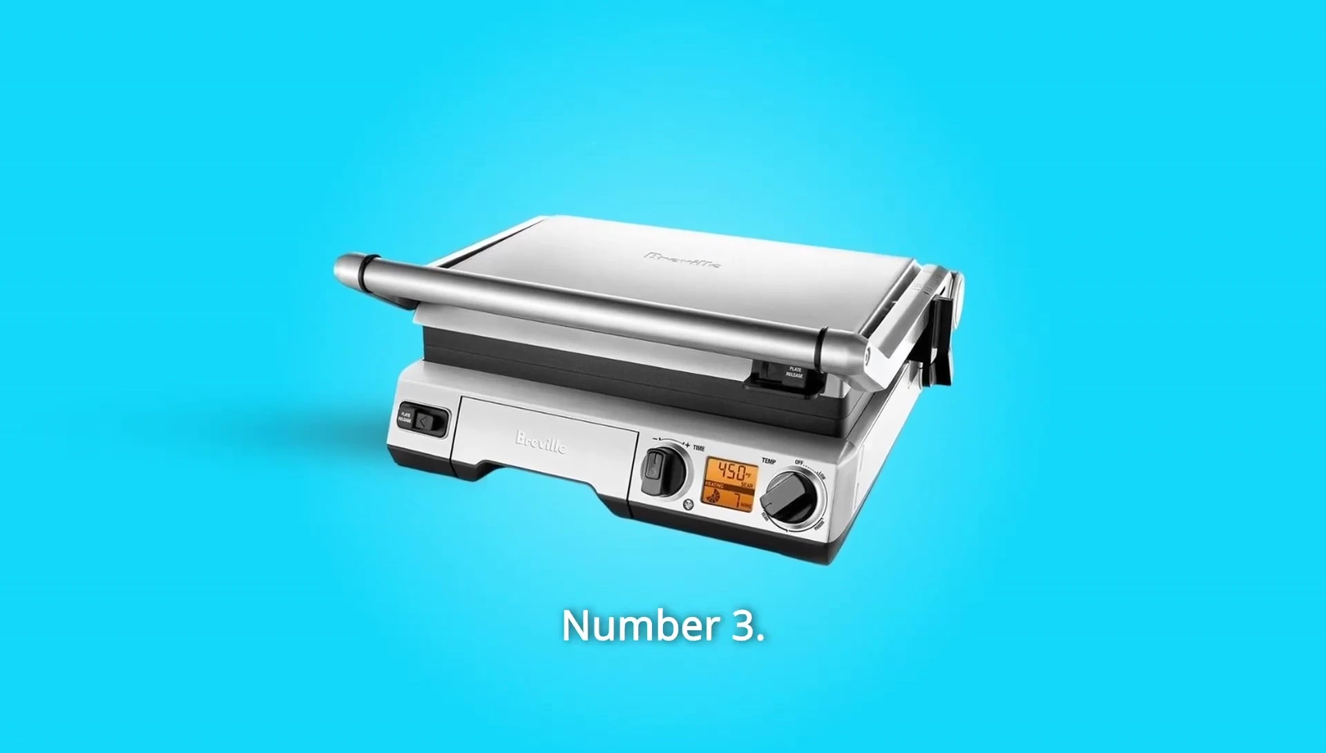 The grill's specifications displayed on screen.