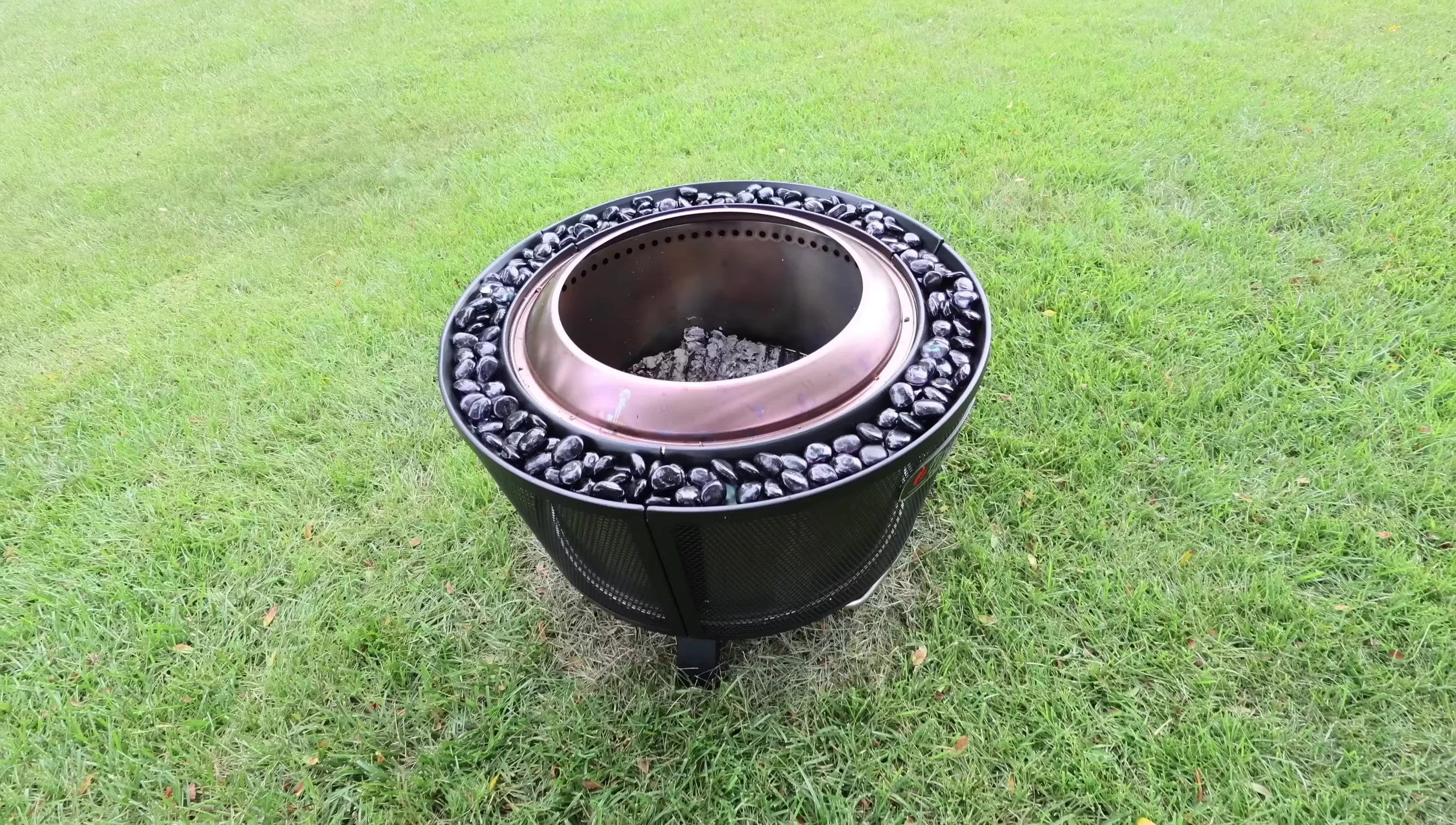 The fire pit after burning overnight.