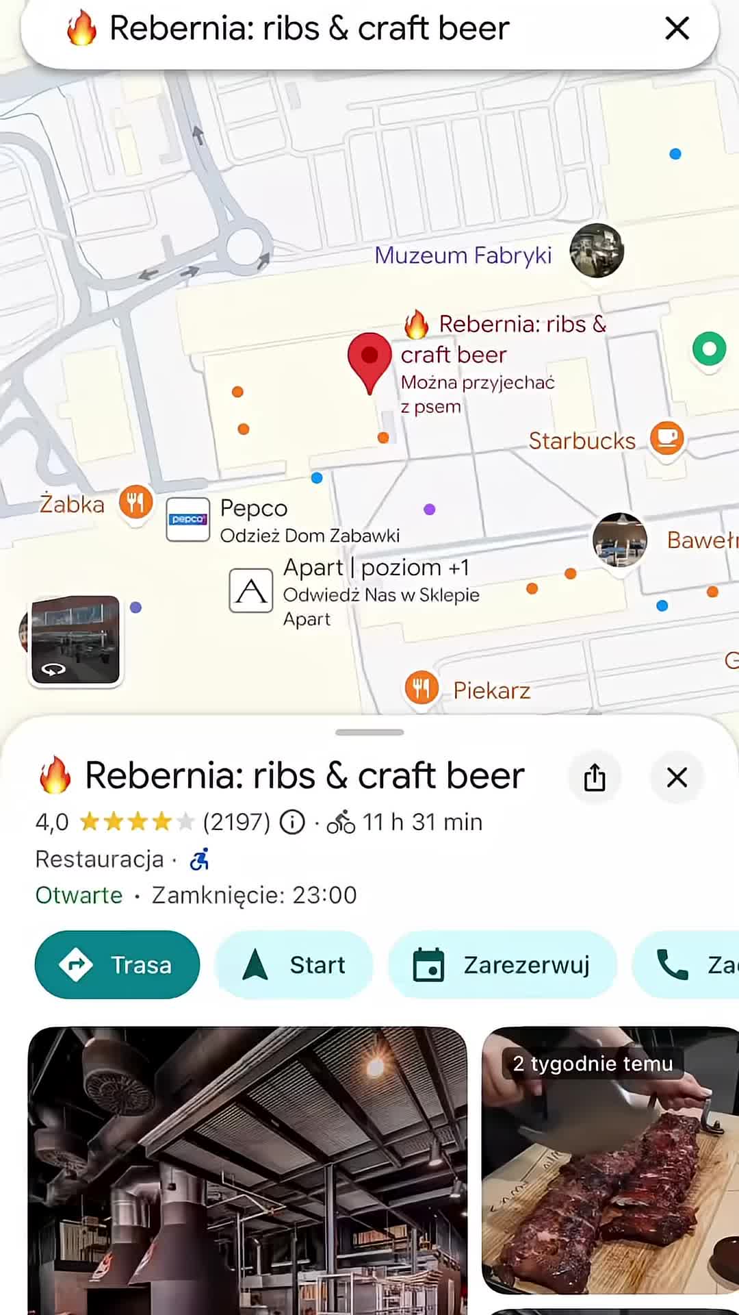 Screenshot of the Google Maps rating for the restaurant