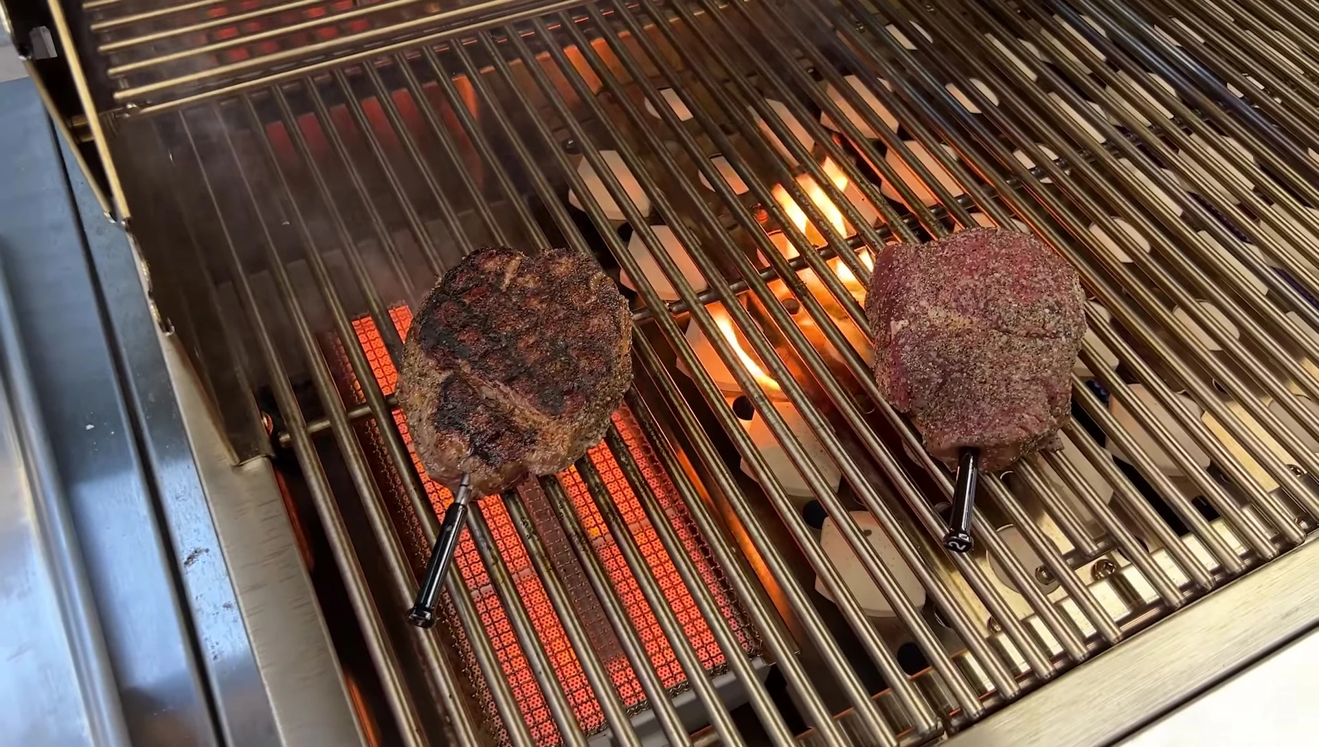 Seared steak with sear burner