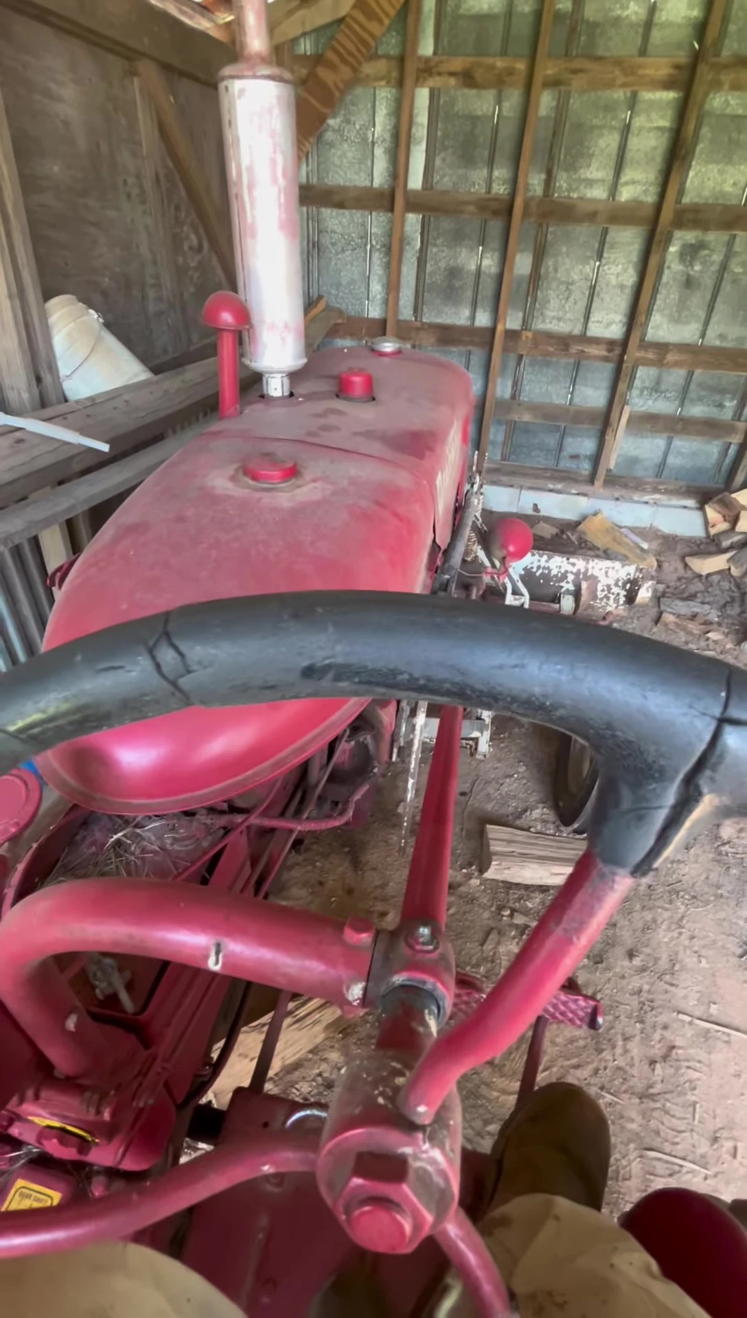 The IH Farmall Super A tractor starting up