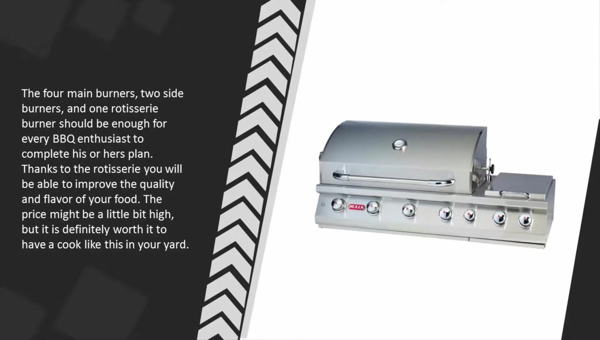 Close-up of the rotisserie burner