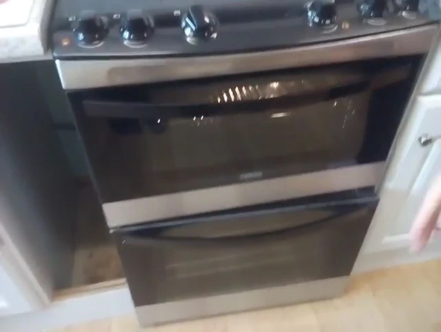 Interior view of the oven with light on, showing the food cooking.