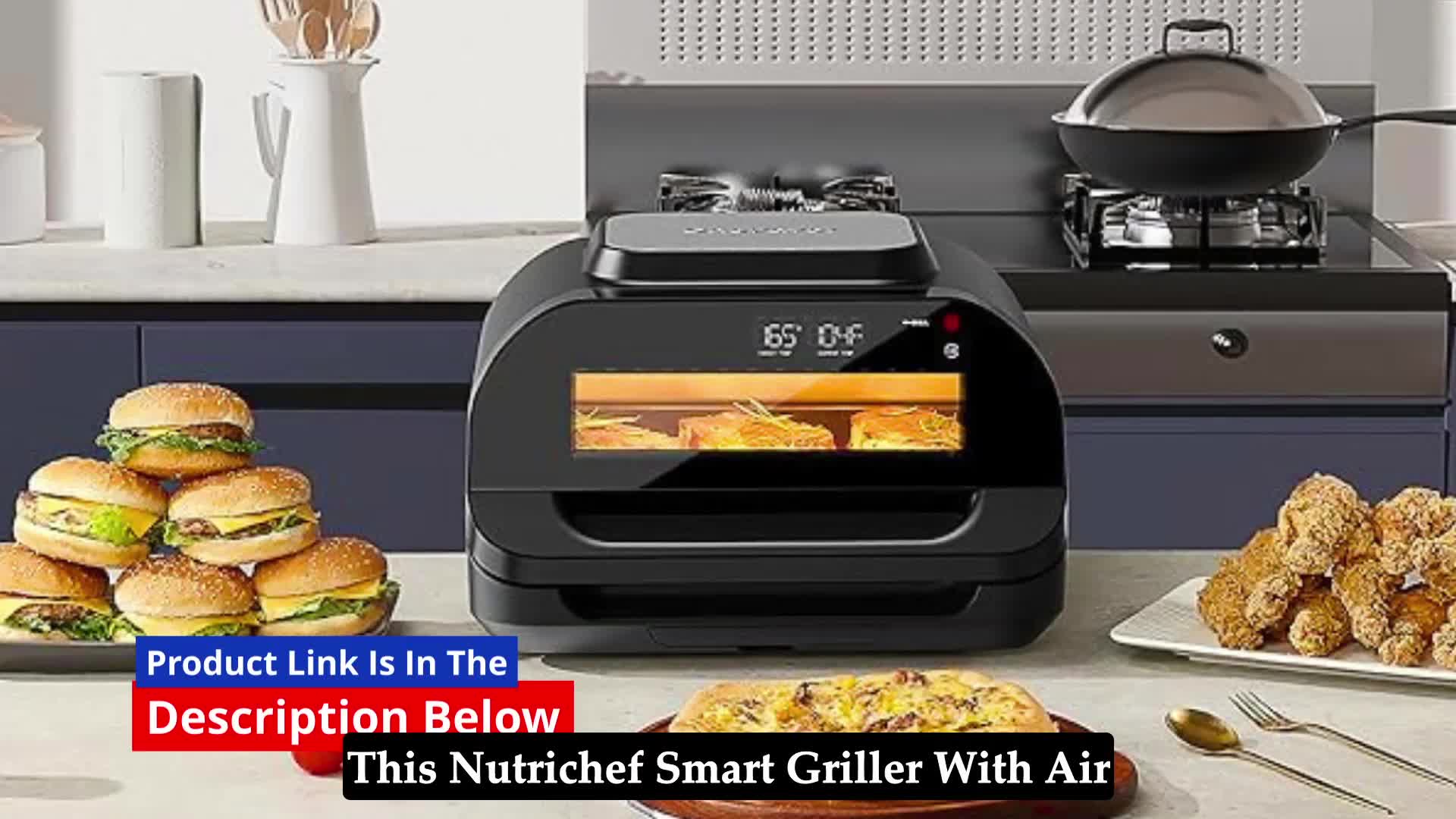 Close-up shot of the NutriChef Smart Griller highlighting its sleek design