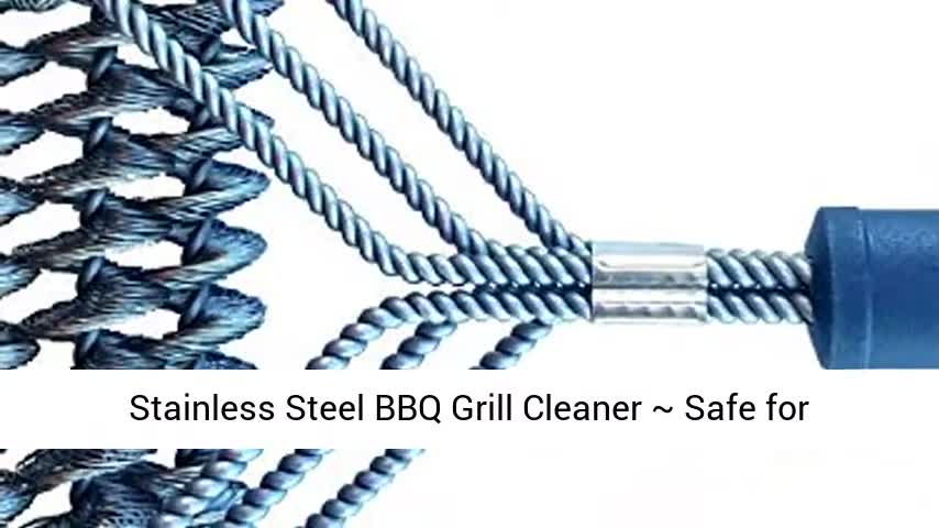The brush being used on different grill types, emphasizing its versatility.