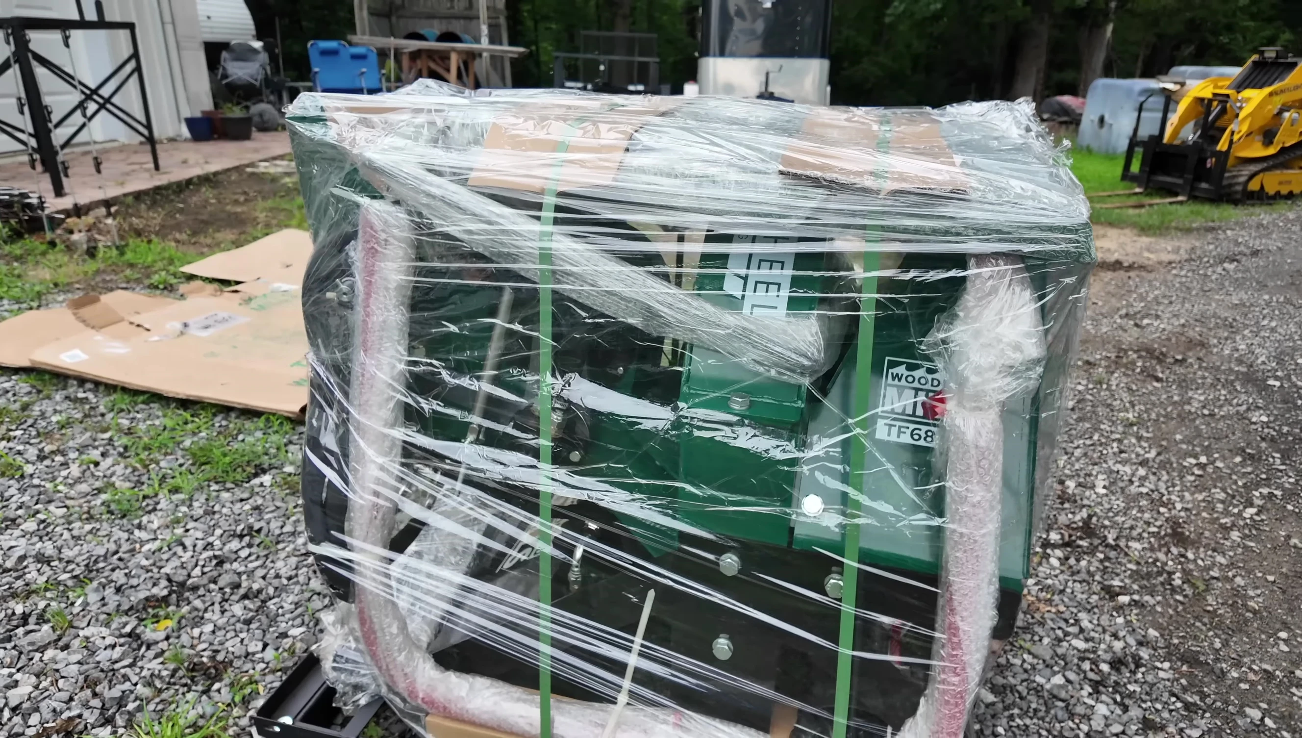 Close-up shot of the well-packaged components inside the crate.