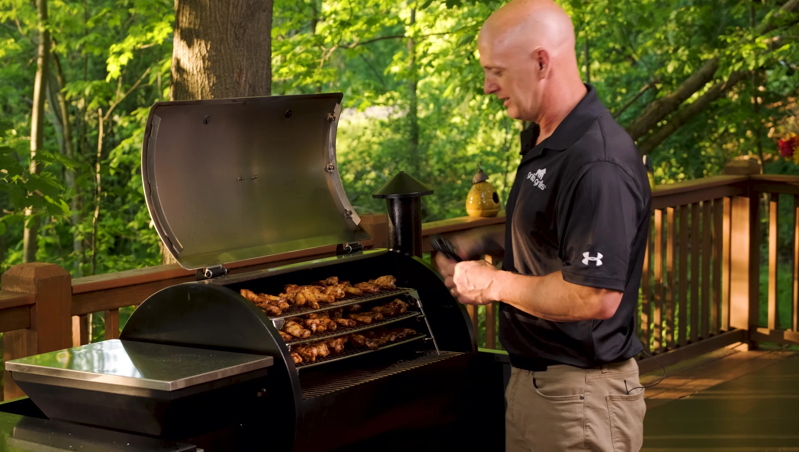 The rack in place on a Grilla Grills Silverback Pellet Grill, demonstrating compatibility.