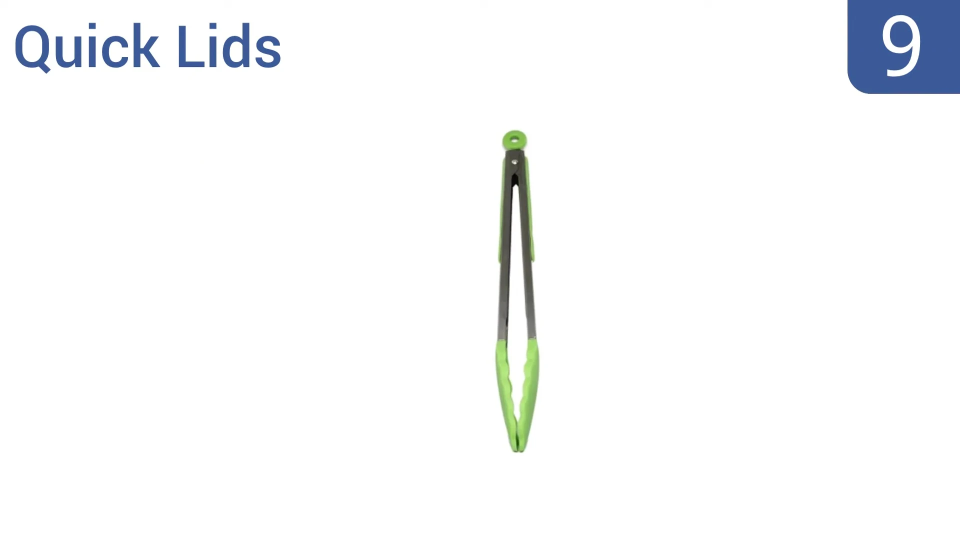 Quick Lids tongs displayed in a kitchen