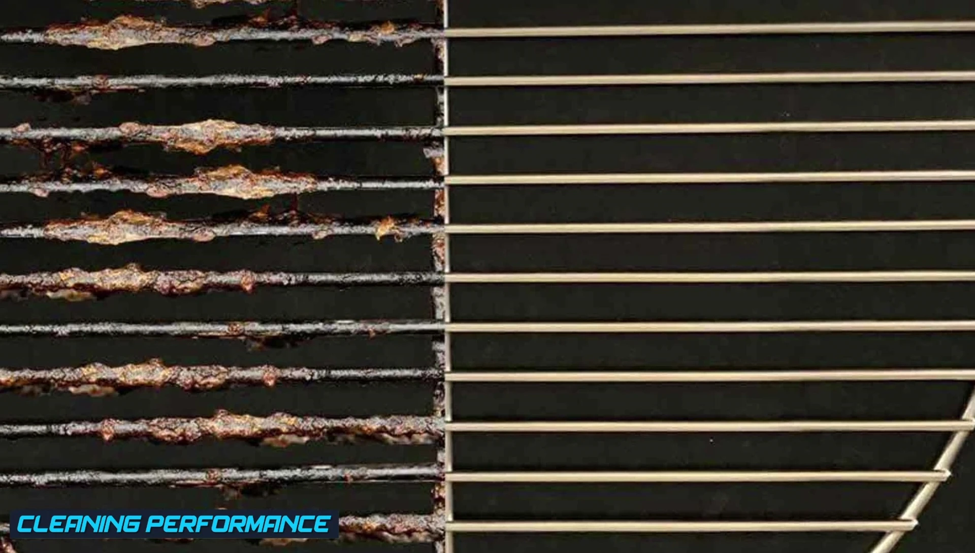 Before and after shot showcasing the effectiveness of the grill cleaner