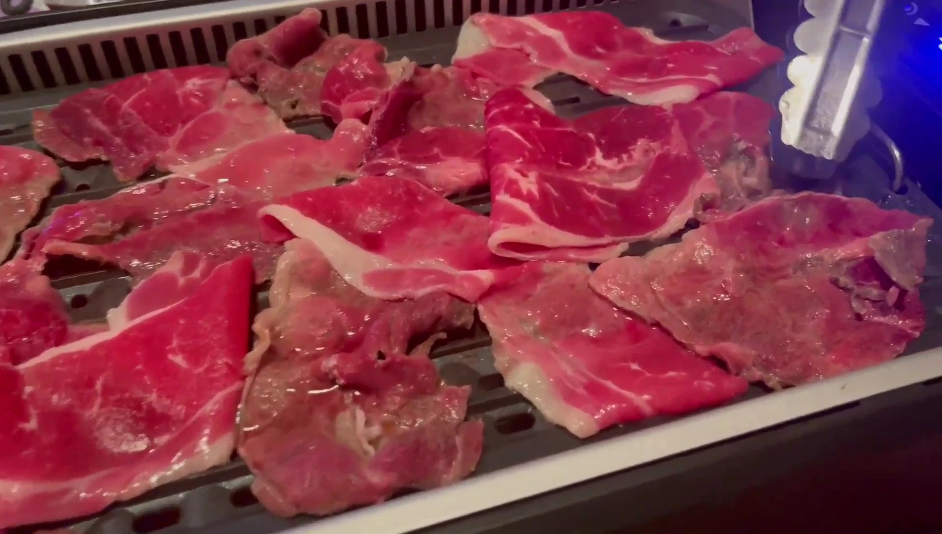 The meat cooking after only 30 seconds.