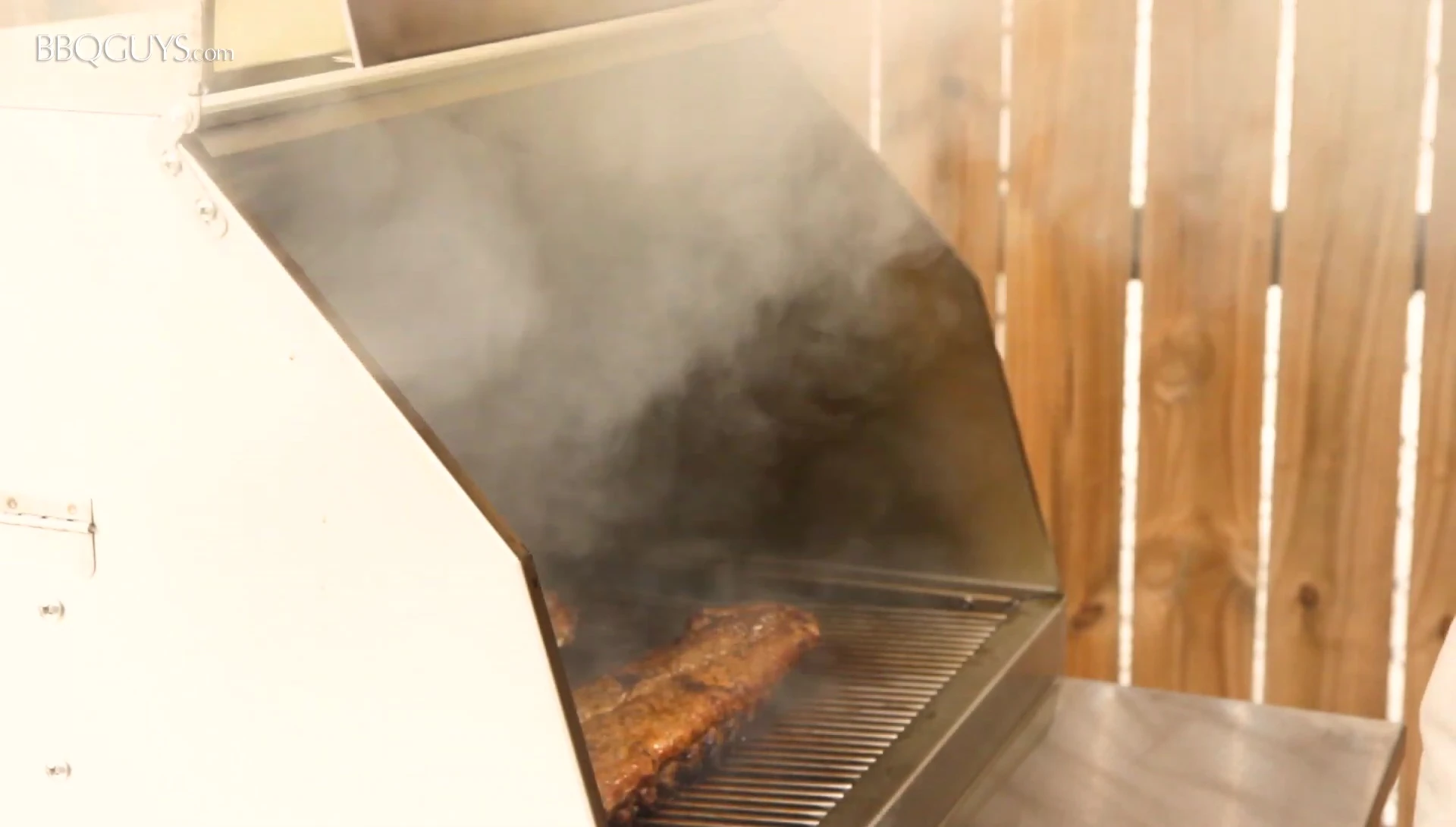 Smoked ribs in the Hasty Bake.