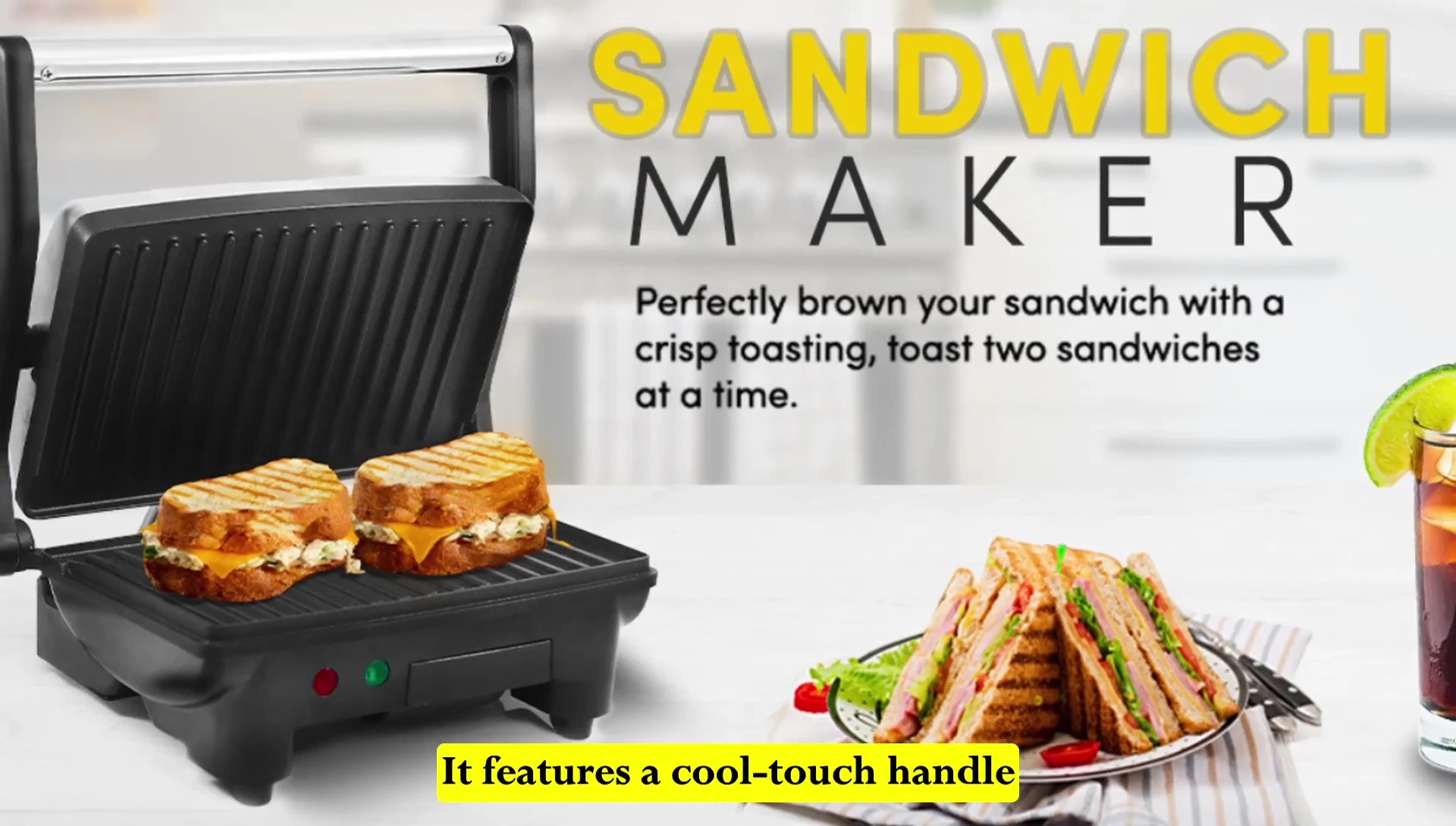 Image highlighting the cool touch handle.