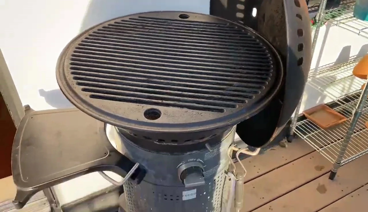 The Fuego grill heating up, ready for cooking.