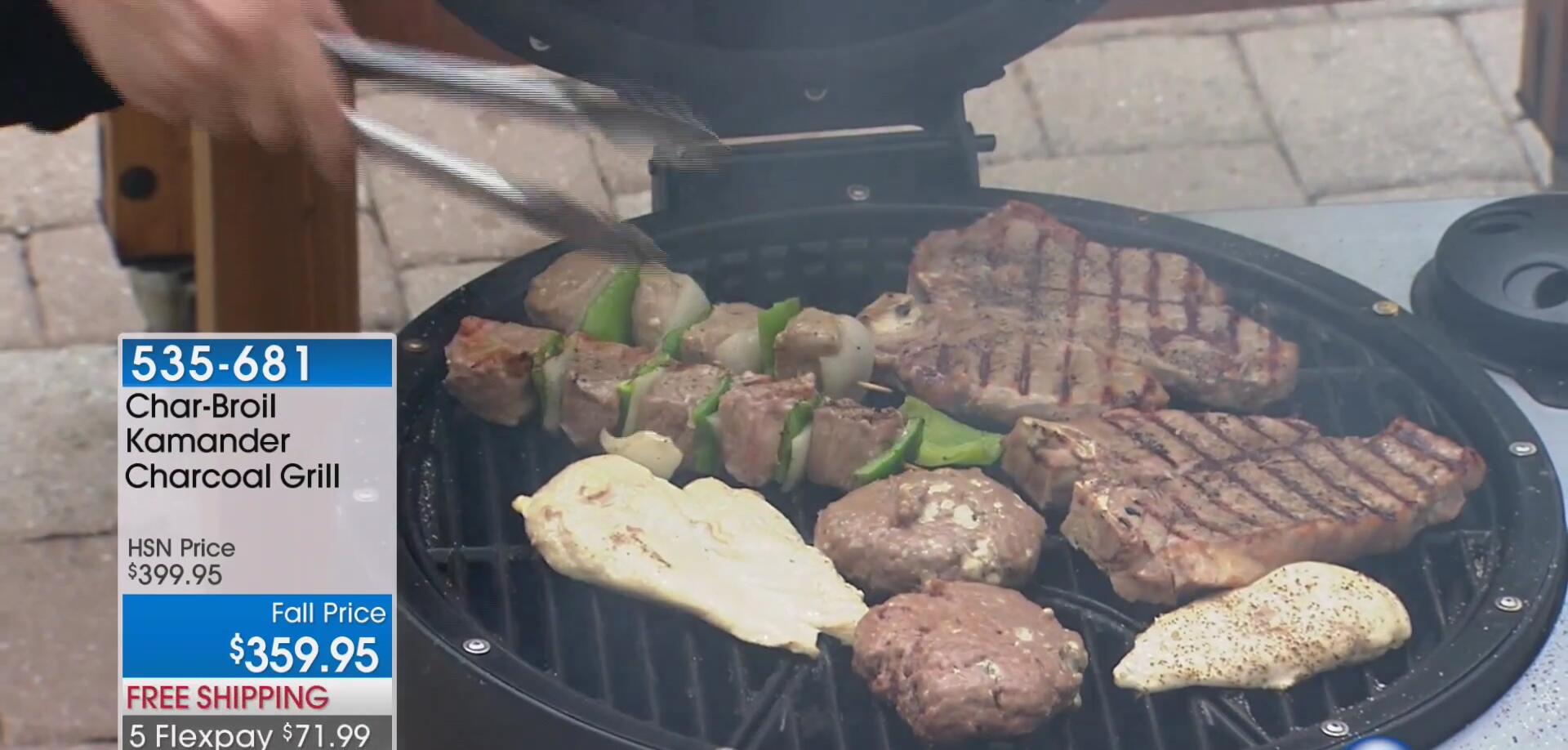 Close-up of various cooked meats on the grill, showcasing the excellent char marks and even cooking.