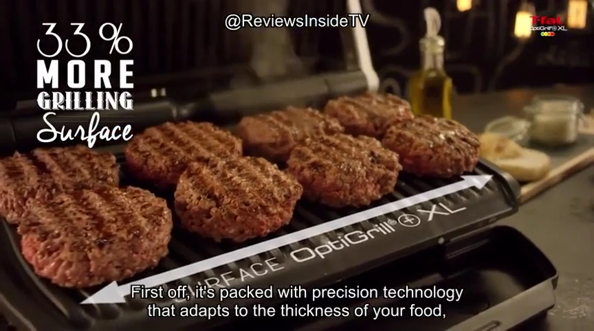 Close-up of the OptiGrill XL showing its digital interface and cooking settings.