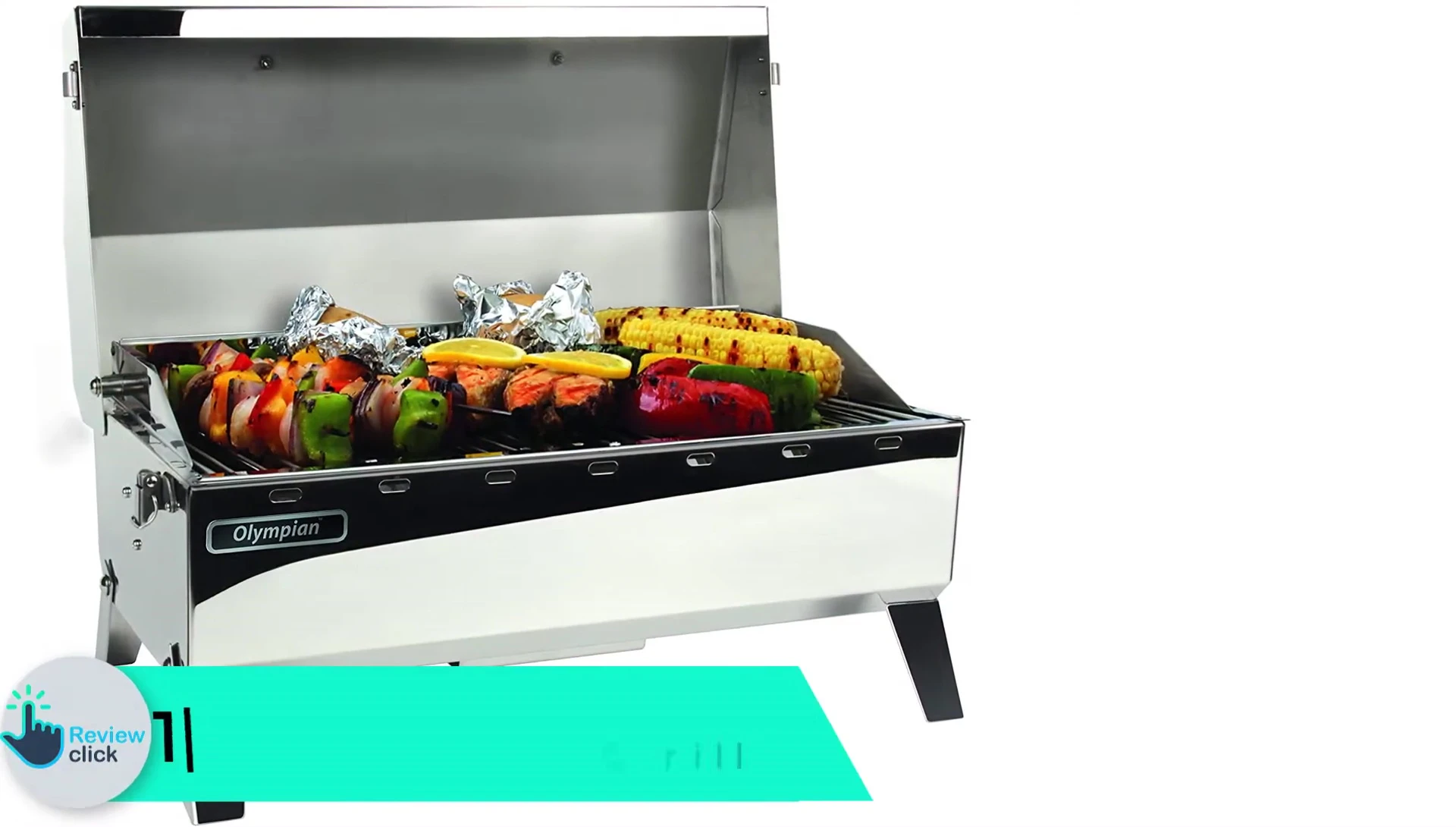 Camco Olympian 4500 stainless steel grill shown