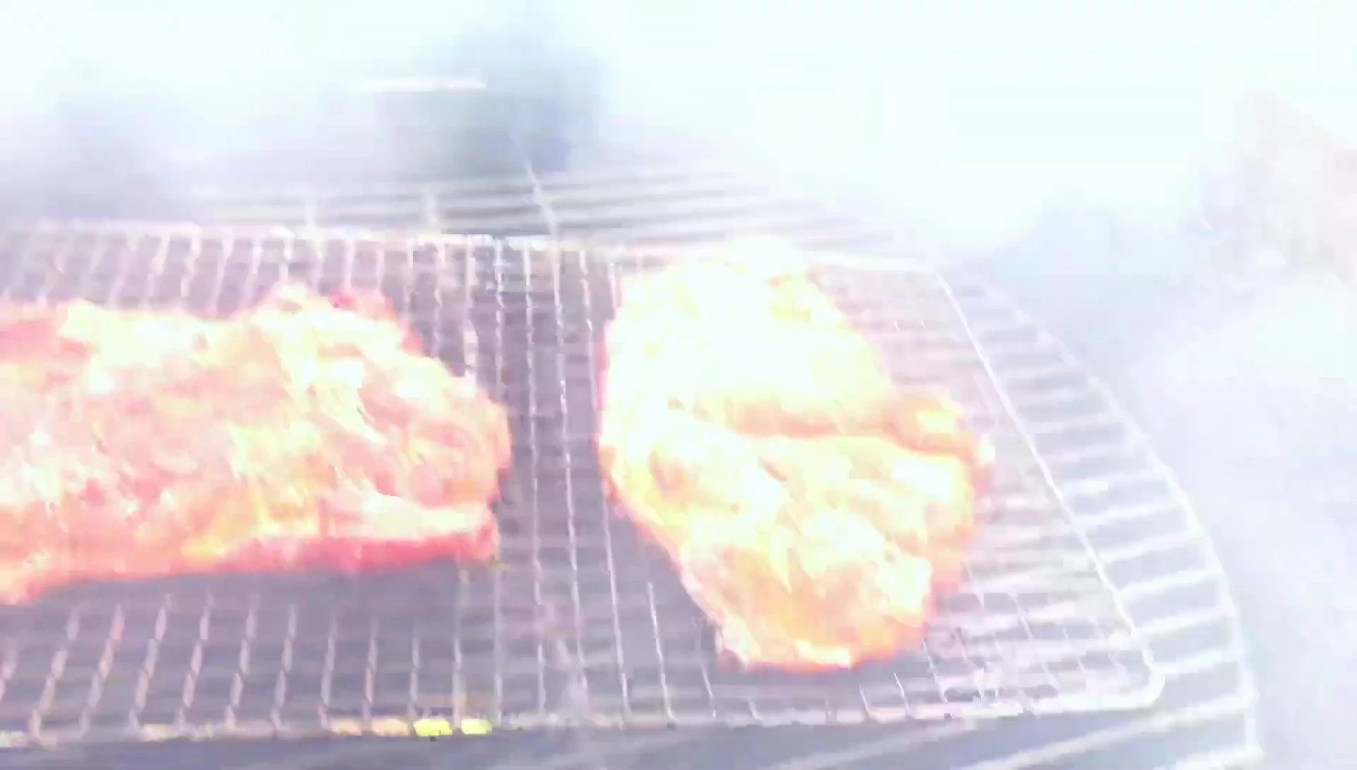 Pork steaks after 20 minutes of smoking, showing their color.