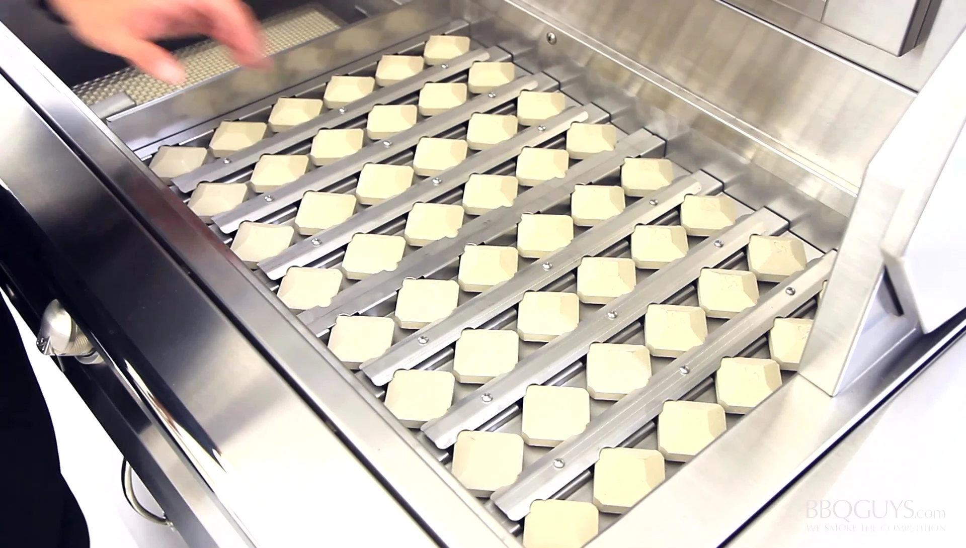 A detailed view of the Alfresco ceramic briquette trays